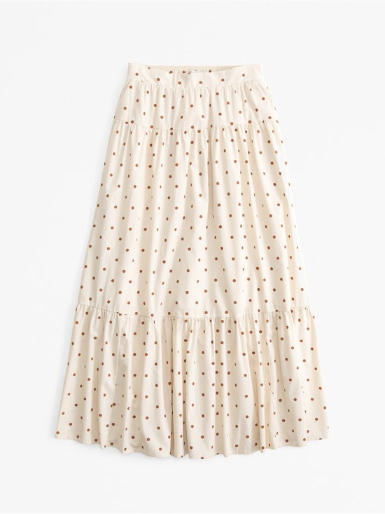 Abercrombie & Fitch Dresses & Skirts - 🧡Abercrombie & Fitch🧡 Cream Midi Skirt with Brown Polka Dots. Size M